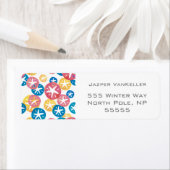 Étiquette Sable Dollar Jaune Rouge Bleu Motif (En situation)