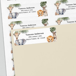 Étiquette Safari Animaux Wild Un bébé garçon Douche retour