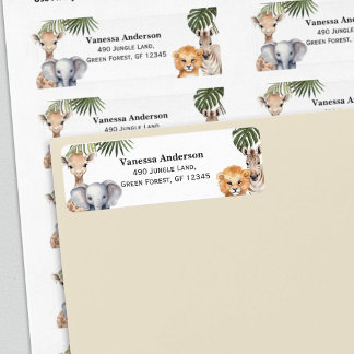 Étiquette Safari Animaux Wild Un bébé garçon Douche retour