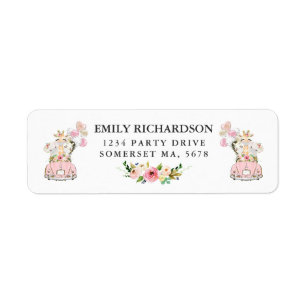 Étiquette Safari Floral Rose Par Adresse Baby shower