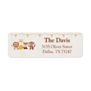 Étiquette Safari Jungle Animaux Retourner Adresse Label