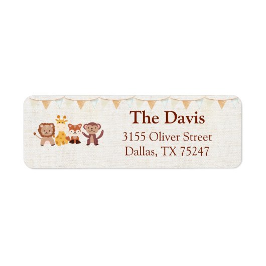 Étiquette Safari Jungle Animaux Retourner Adresse Label (Devant)