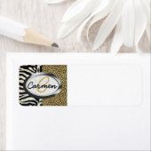 Étiquette Safari Leopard et Zebra Print Monogramme (En situation)