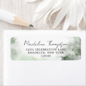 Étiquette Sage Green Aquarelle Splash Script Adresse de reto (En situation)