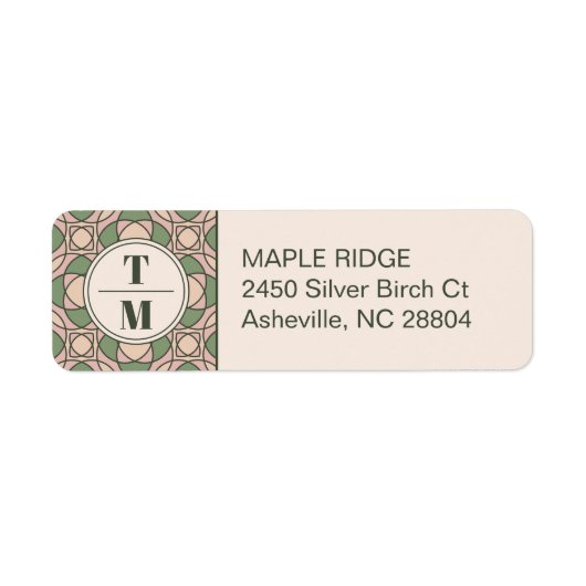 Étiquette Sage Green Art Deco Wedding Return Address Label (Devant)