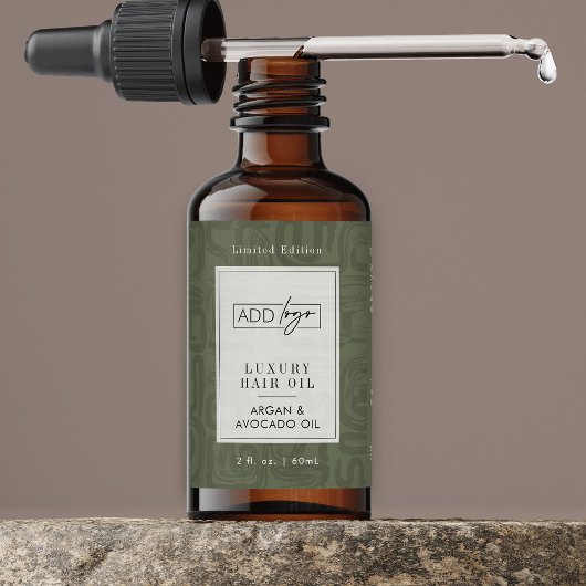 Étiquette Sage Green Boho Pattern Logo 2OZ Dropper Bottle