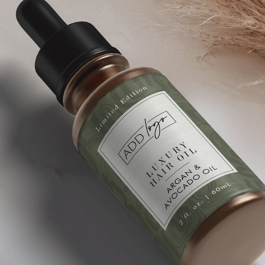 Étiquette Sage Green Boho Pattern Logo 2OZ Dropper Bottle