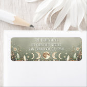 Étiquette Sage Green Celestial Moon Phase Return Address  (En situation)