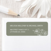 Étiquette Sage Green Floral Line Art (En situation)