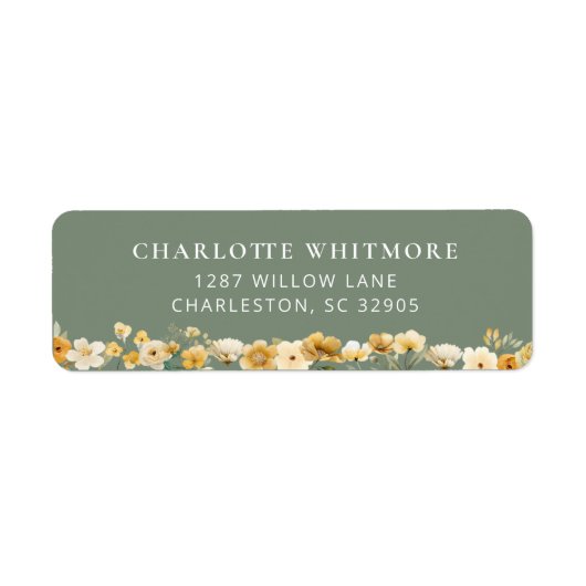 Étiquette Sage Green Floral Return Address Label (Devant)