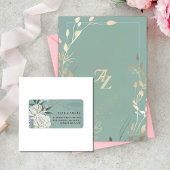 Étiquette Sage Green & Gold Wedding Return Address Labels