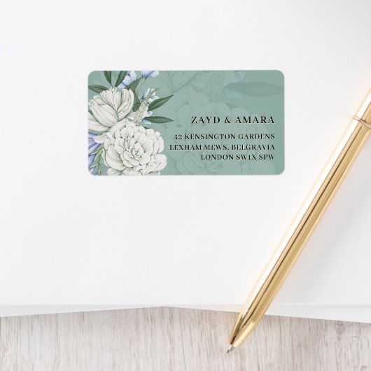 Étiquette Sage Green & Gold Wedding Return Address Labels