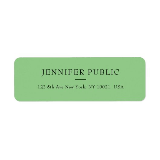 Étiquette Sage Green Modern Simple Modèle Adresse de retour (Devant)