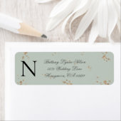 Étiquette Sage Green Monogram Gold Parties scintillant Adres (En situation)