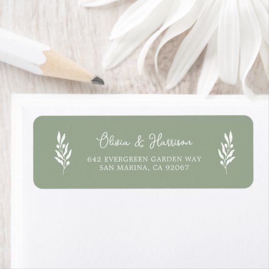 Étiquette Sage Green Olive Branch Address Label (En situation)