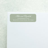 Étiquette Sage Green Script Names Wedding Address