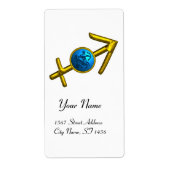 Étiquette SAGITTARIUS, OR BLEU ZODIAC ANNIVERSAIRE SIGNE Bla (Devant)