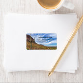 Étiquette Saguaro Cactus Arizona Ciel bleu Nuages dramatique (En situation)