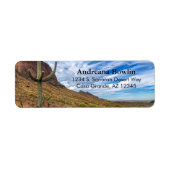 Étiquette Saguaro Cactus Arizona Ciel bleu nuages dramatique (Devant)