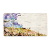 Étiquette Saguaro Cactus Arizona Desert Purple Aquarelle (Devant)