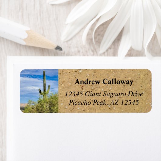 Étiquette Saguaro Cactus Green Palo Verde Trees Arizona (En situation)