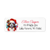 Étiquette Saint Bernard à Noël à Santa Hat (Devant)