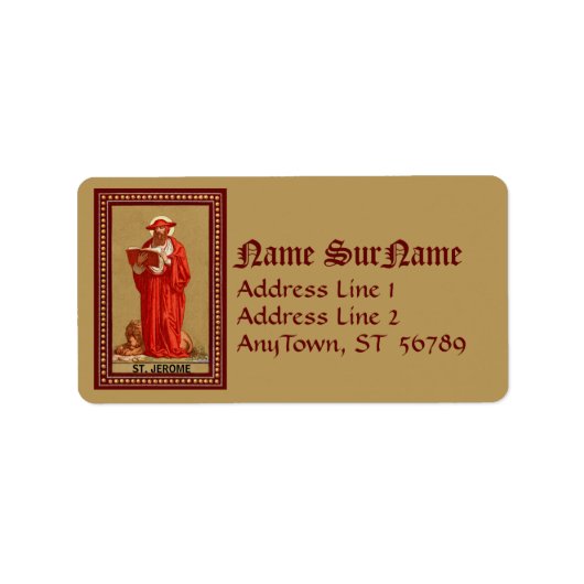 Étiquette Saint Jérôme, cardinal avec Lion (P 004) (Devant)
