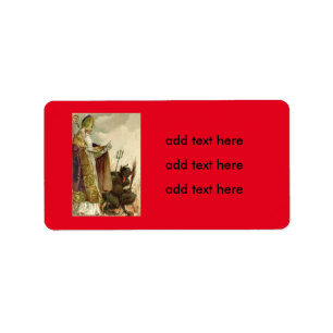 Étiquette Saint Nicolas Krampus Prêtre de la fourche