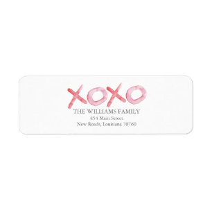 Étiquette Saint-Valentin de l'aquarelle XOXO