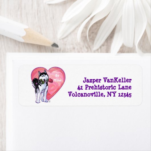 Étiquette Saint-Valentin Husky (En situation)
