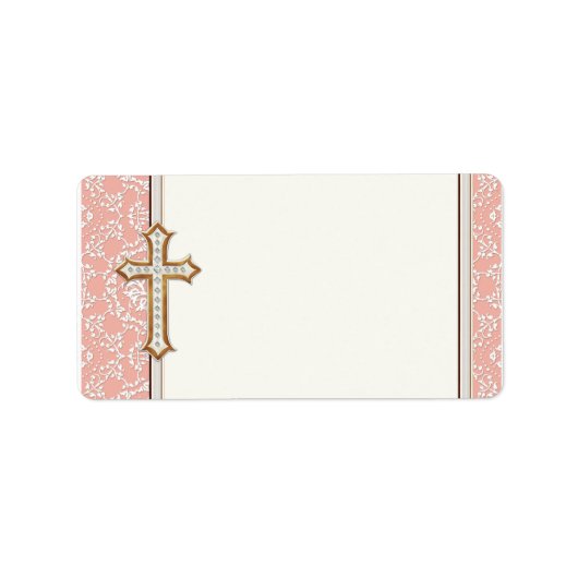 Étiquette Sainte Première Communion Gold Croix de dentelle (Devant)