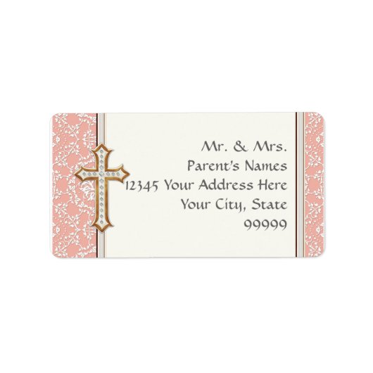 Étiquette Sainte Première Communion Gold Croix de dentelle (Devant)