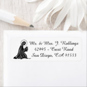 Étiquette Sainte Vierge Marie Bébé Jésus Noir Blanc (En situation)