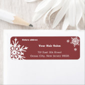 Étiquette Saison de vacances Burgundy White Snowflakes Adres (En situation)