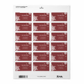 Étiquette Saison d'hiver Bourgogne White Snowflakes Adresse (Feuille entière)