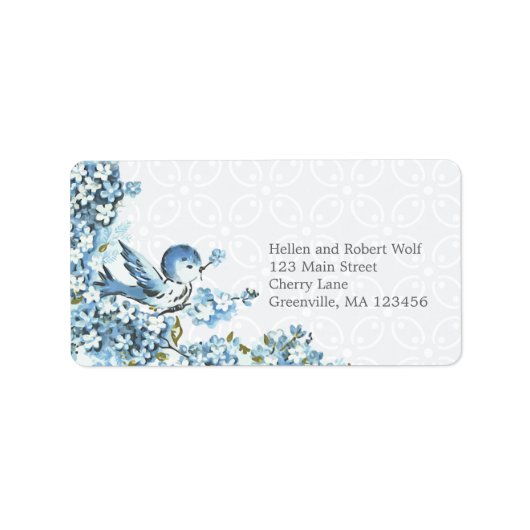 Étiquette Saison d'hiver des oiseaux bleus vintages (Devant)