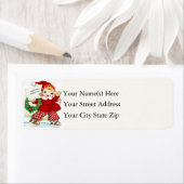 Étiquette Salutations de Noël de patineuses de petite fille (En situation)