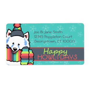 Étiquette Samoyed Eskie Happy Howlidays
