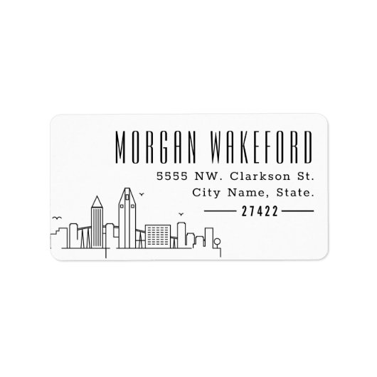 Étiquette San Diego Modern Deco Skyline Large (Devant)