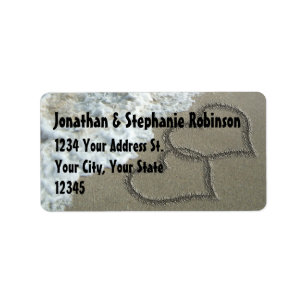 Étiquette Sand Hearts Beach Address Label