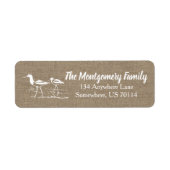 Étiquette Sandpipers Rustiques & Faux Burlap (Devant)