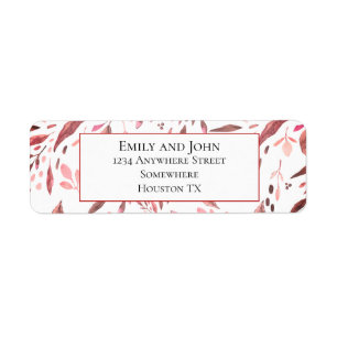Étiquette Sangria Red Watercolor Feuilles Adresse de retour