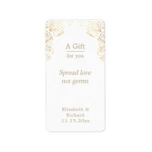 Étiquette Sanitizer à main blanche Mariage personnalisé