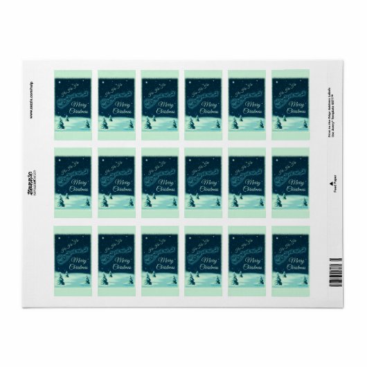 Étiquette Santa and his Reindeers (Feuille entière)