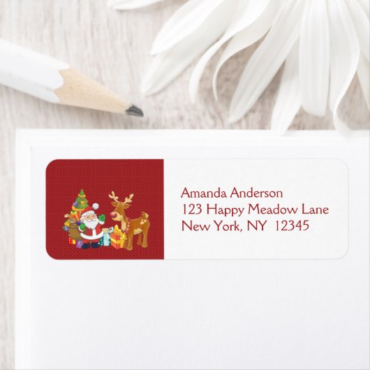 Étiquette Santa and Reindeer par Christmas Tree with Present (En situation)