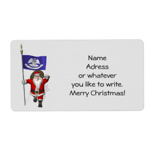 Étiquette Santa Claus Avec L'Ensigne De Louisiane