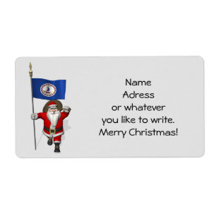 Étiquette Santa Claus Avec L'Ensigne De Virginie