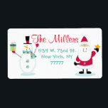 Étiquette Santa Claus et Snowman Christmas Retours Adresse<br><div class="desc">Santa Claus et Snowman Noël Holiday Retours d'adresse Étiquettes. Consultez notre gamme complète de cadeaux et de cadeaux de vacances dans notre boutique,  www.zazzle.com/labebbadesigns* . N'oubliez pas de visiter notre site Web,  www.LaBebbaDesigns.com!</div>