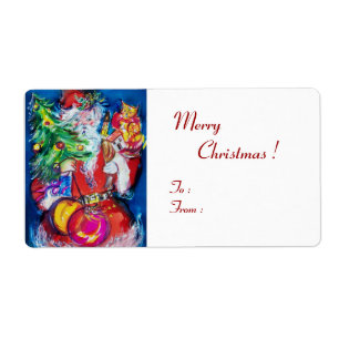 ÉTIQUETTE SANTA CLAUS, JOUETS D'ARBRE DE NOËL ET CADEAUX