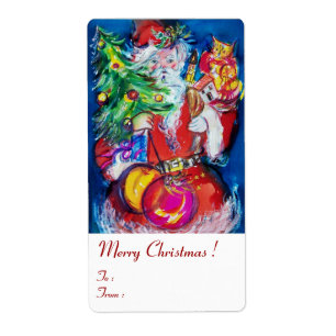 Étiquette SANTA CLAUS, JOUETS D'ARBRE DE NOËL ET CADEAUX Wha